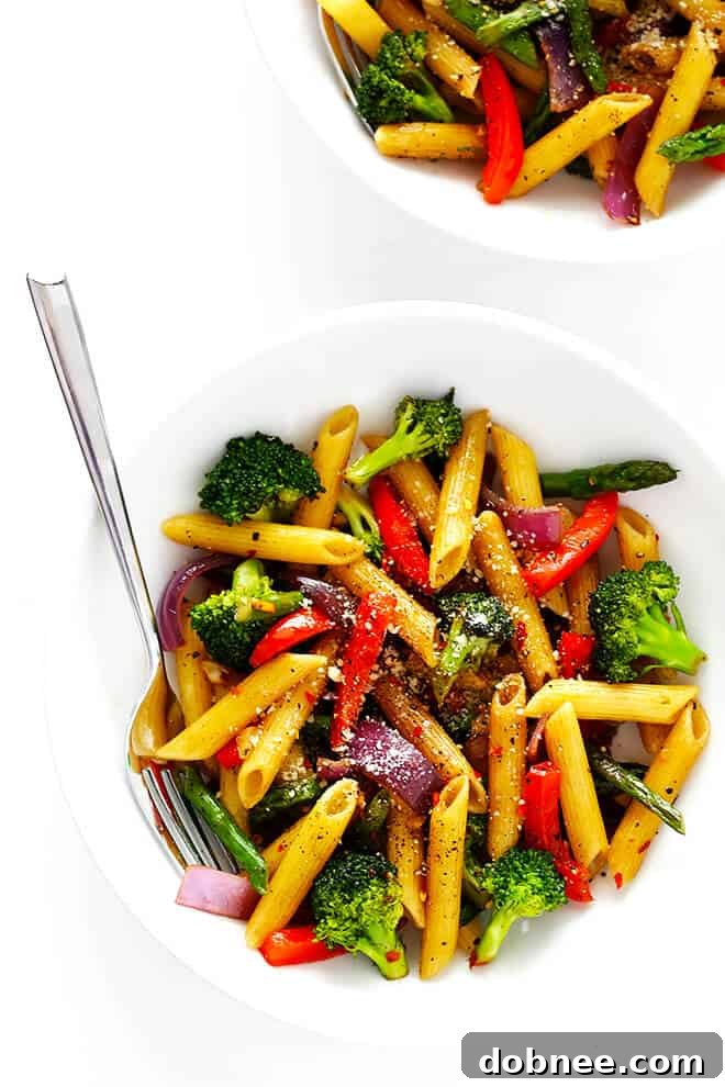 Simple Balsamic Garden Pasta 3 Close-up of freshly cooked penne pasta ready to be tossed with the balsamic sauce and vegetables, highlighting its perfect al dente texture.