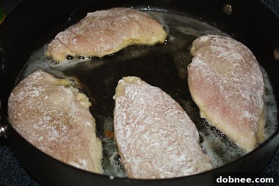 Close-up of Chicken Marsala dish