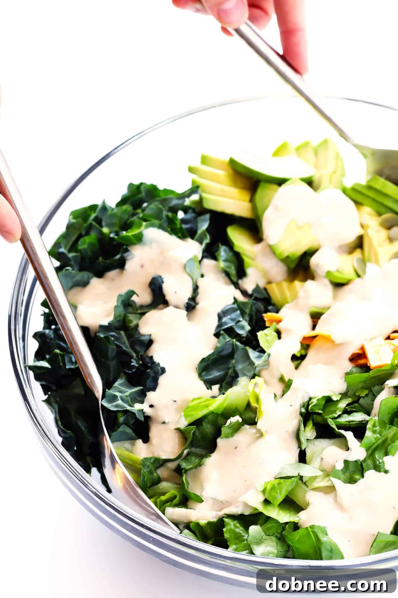 The star of this Mexican Caesar Salad is the incredibly light and creamy Greek Yogurt Caesar Dressing, making the salad healthier and even more delicious.