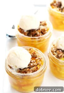 Delicious Mini Fruit Crisps with pineapple and berries, topped with ice cream, served in individual ramekins.