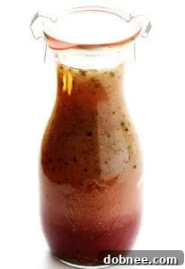 Homemade Red Wine Vinaigrette in a glass jar