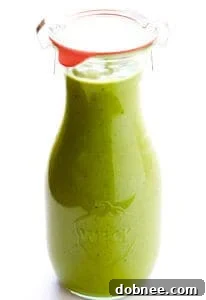 Avocado Cilantro Dressing in a glass jar