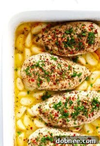 Garlic Lovers Baked Chicken in a baking dish