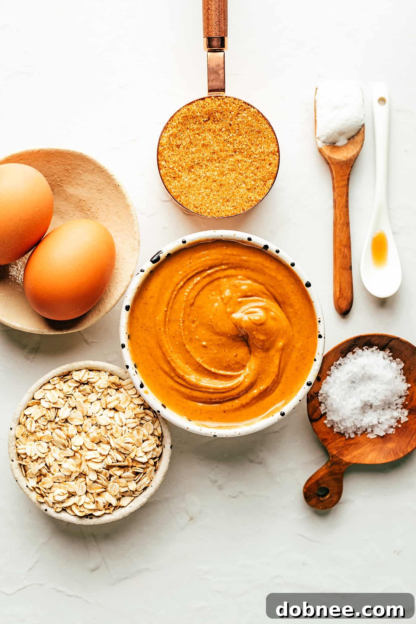 A stack of healthy peanut butter cookies, showing their chewy texture