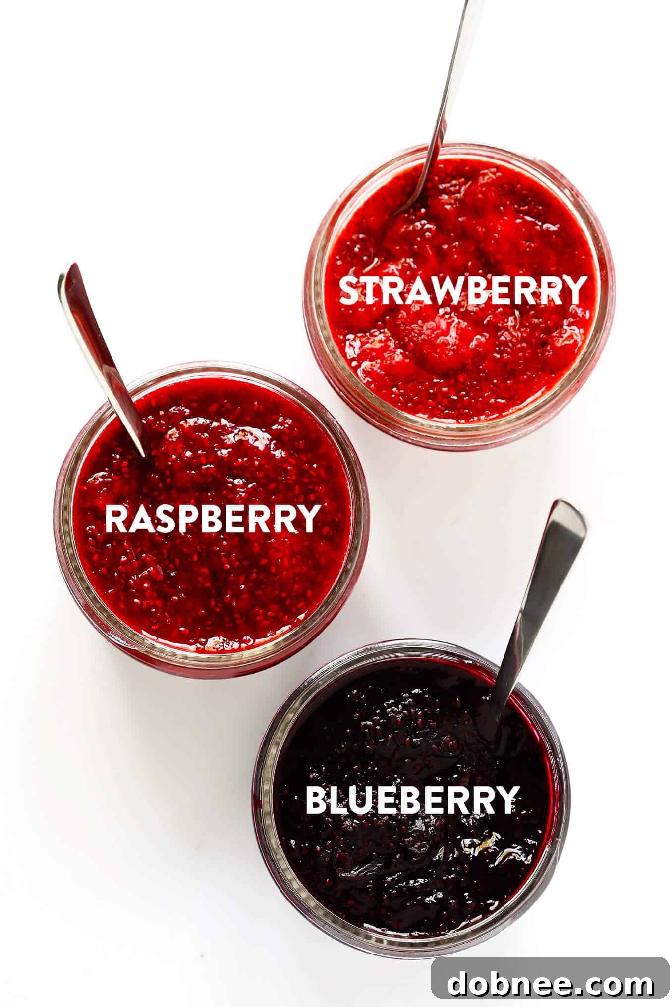 This 10-Minute Chia Seed Jam recipe is super easy to make, it's made with just 1 tablespoon of honey (instead of tons of added sugars!), it's perfect for breakfasts (toast, parfaits, etc.), sandwiches, cookies, and more, and it's SO delicious! Feel free to make it with your favorite juicy fruit (such as strawberry, blackberry, raspberry, peach, etc.).