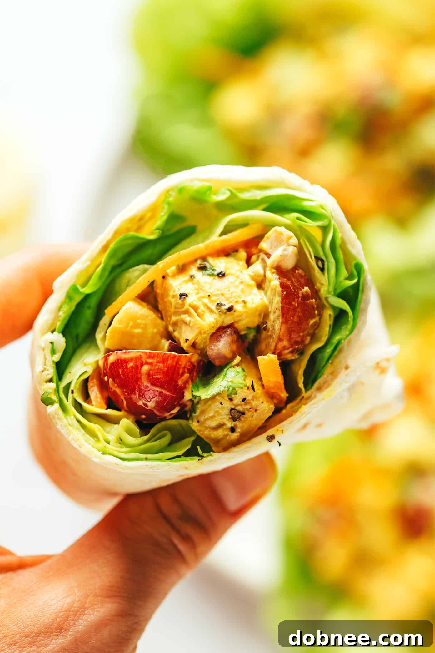 A delicious Curry Chicken Salad wrap, showcasing the versatility of the recipe.