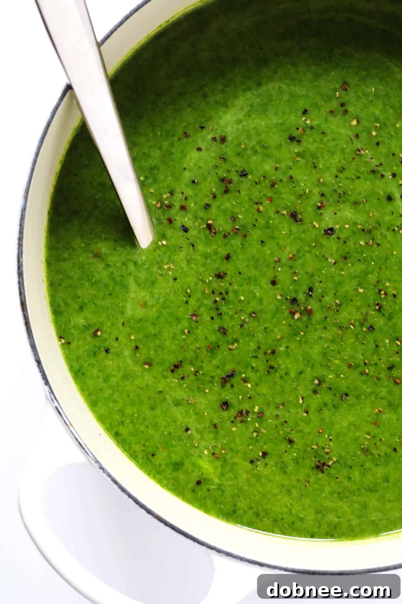 Green Goddess Soup simmering in a large stockpot