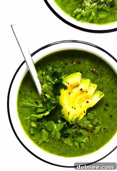 Green Goddess Soup in a serving bowl