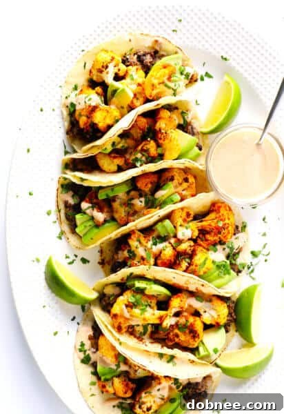 Roasted Cauliflower and Black Bean Vegetarian Tacos Recipe
