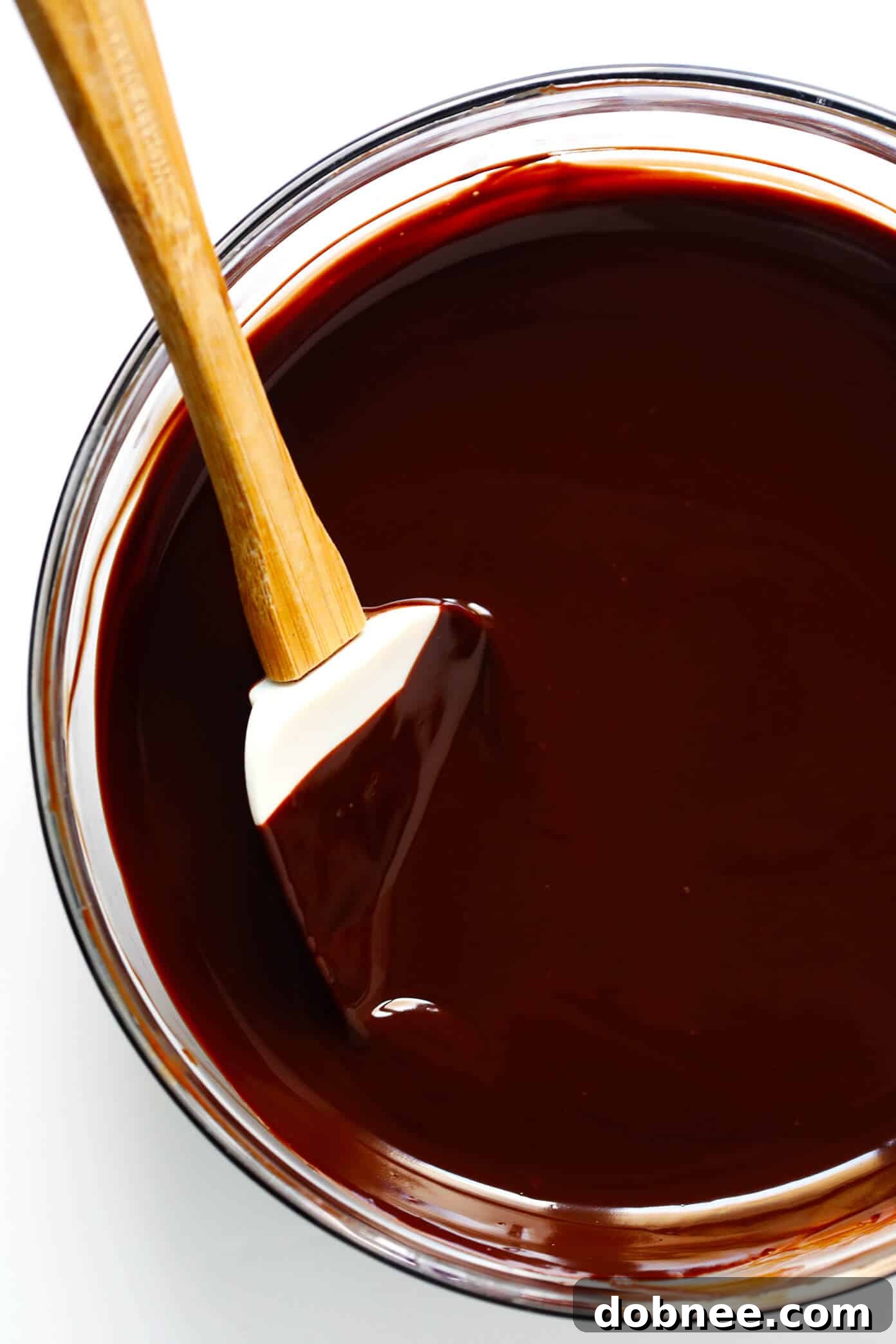 Smooth, Melted Dark Chocolate Filling in a Bowl