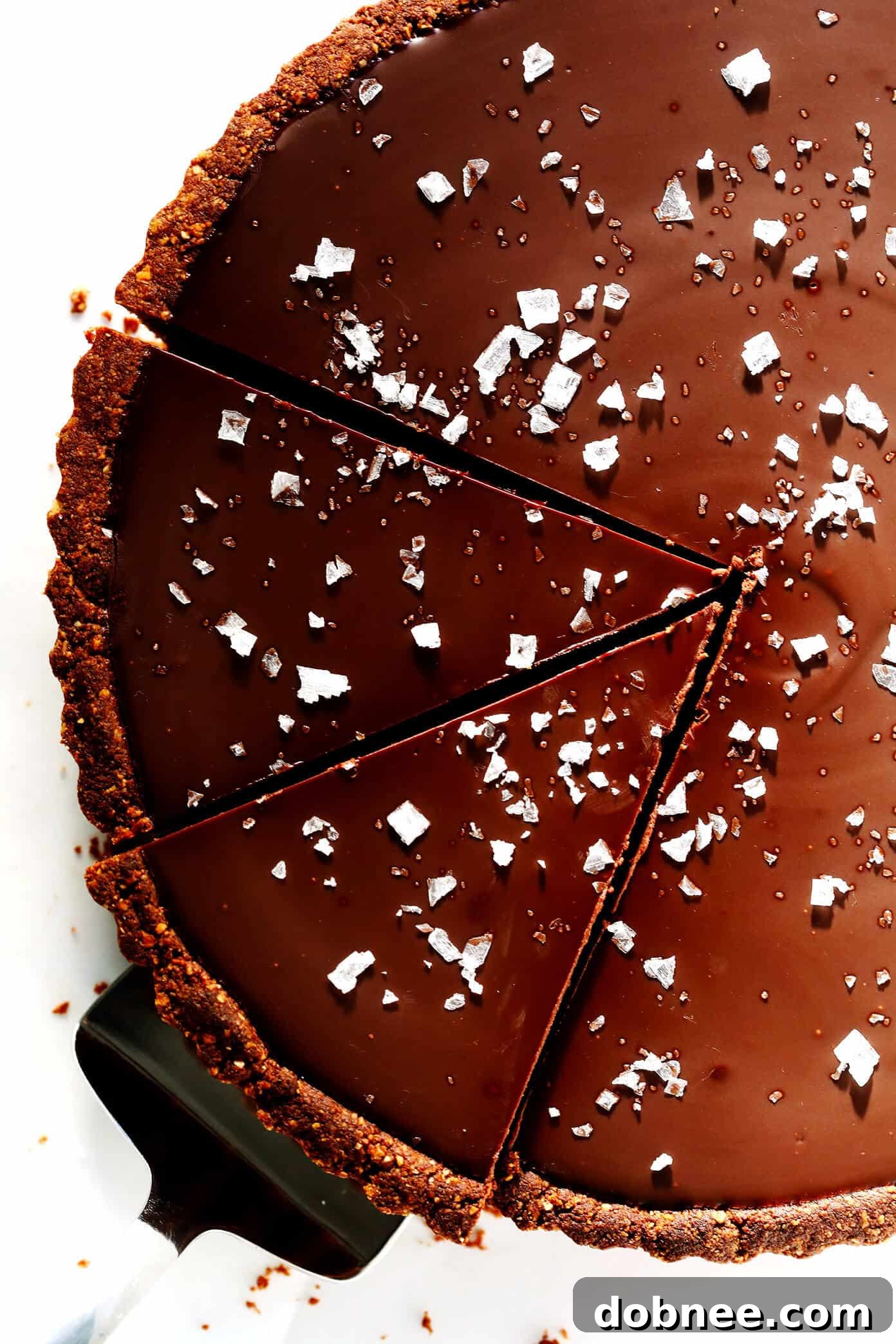 Beautifully Chilled Salted Dark Chocolate Tart Ready for Topping