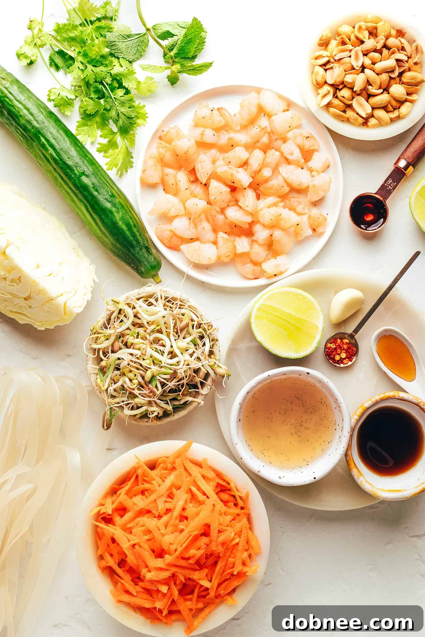 Close-up of fresh vegetables for spring roll salad