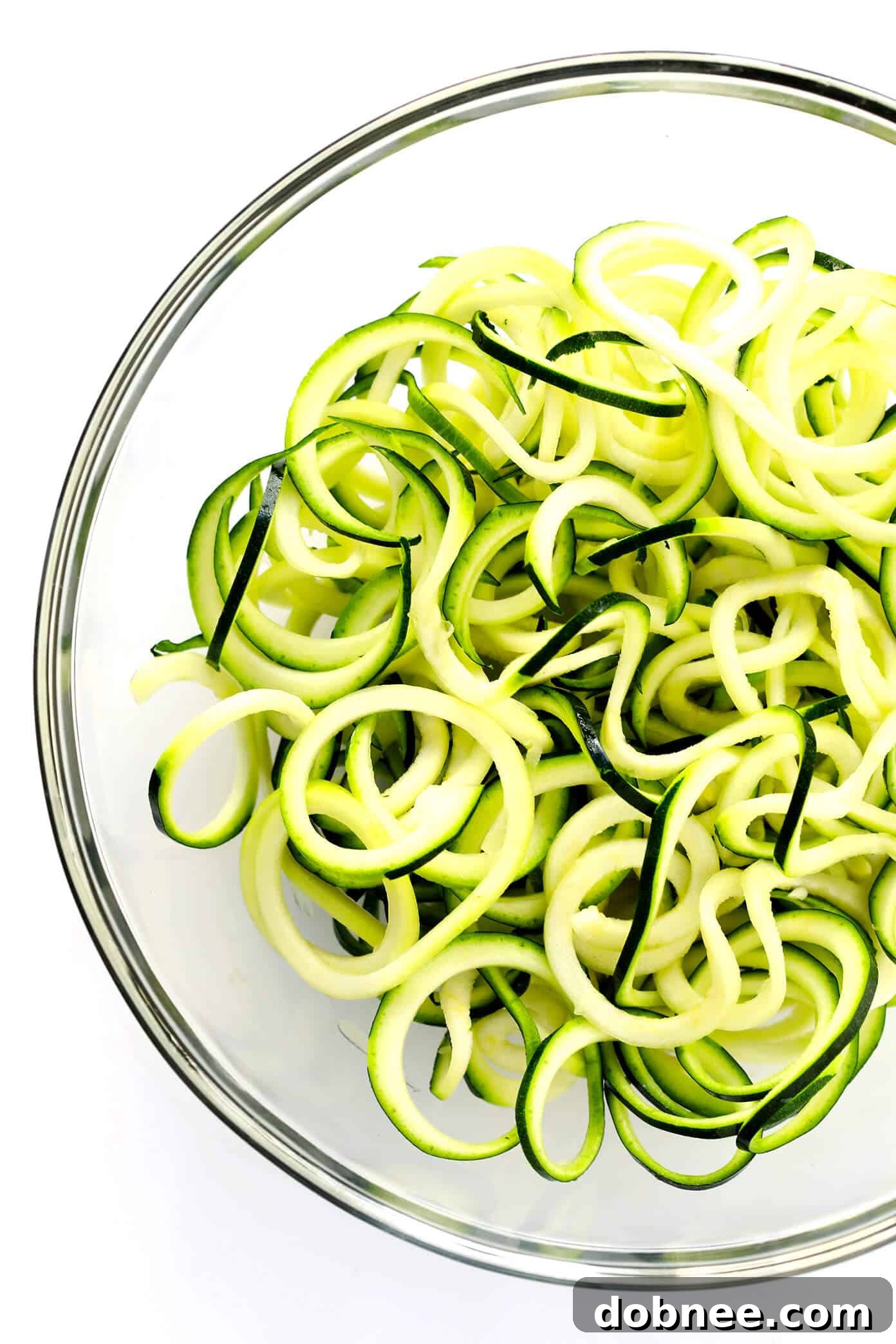 Fresh Zucchini Noodles (Zoodles) ready for Kung Pao Stir-Fry