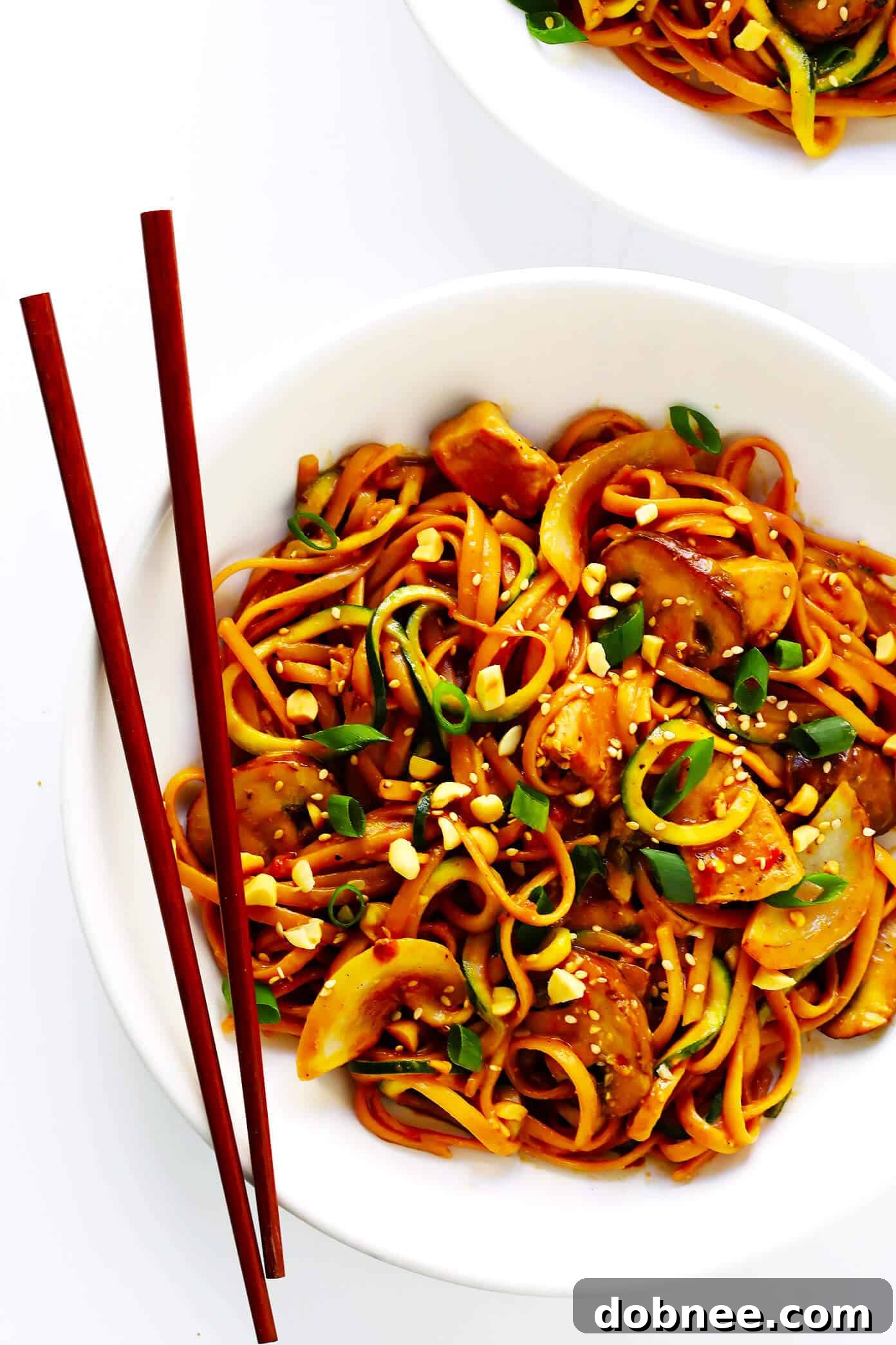 Finished Kung Pao Chicken Noodle Stir-Fry recipe ready to eat