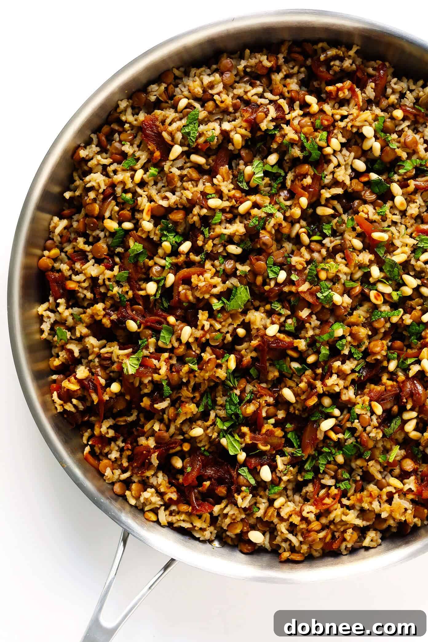Close-up of caramelized onions in a pan.