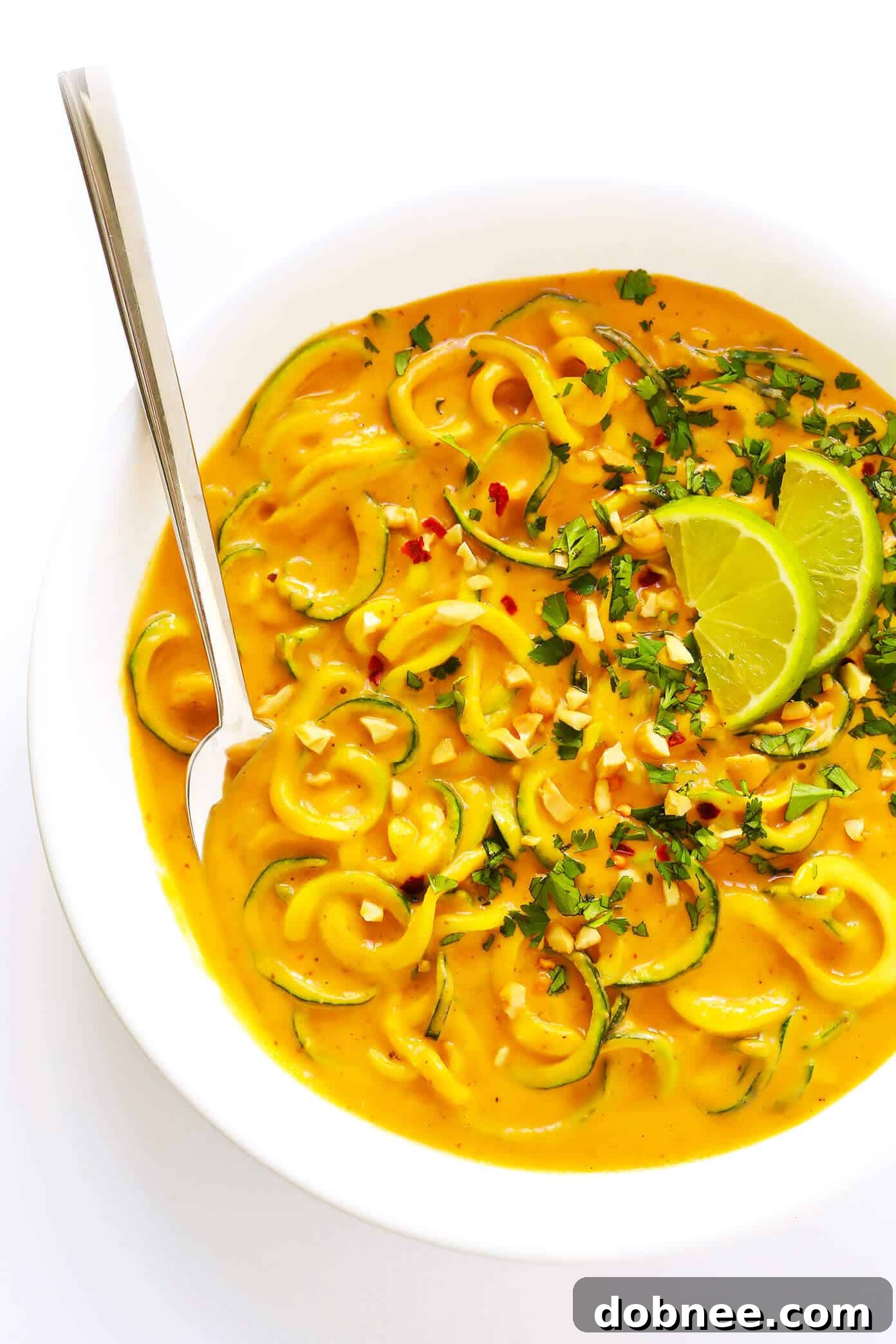 Finished Curried Satay Veggie Bowl, beautifully garnished and ready to eat