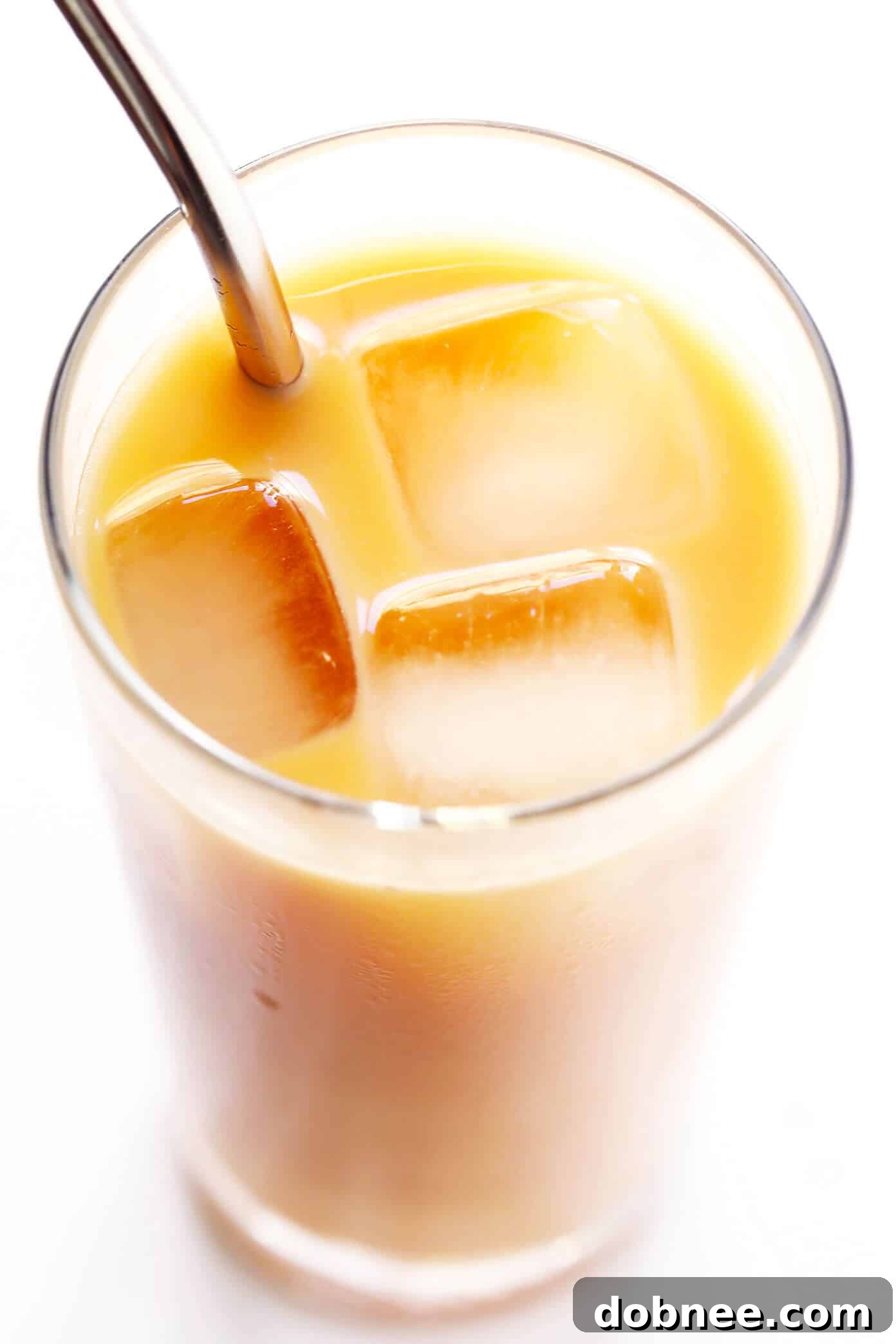 Finished 5-Minute Iced Rooibos Latte with a straw, ready to drink