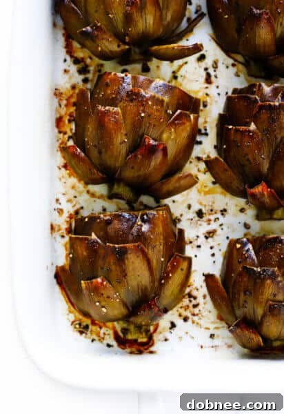 Amazing Roasted Artichokes with Garlic and Herbs
