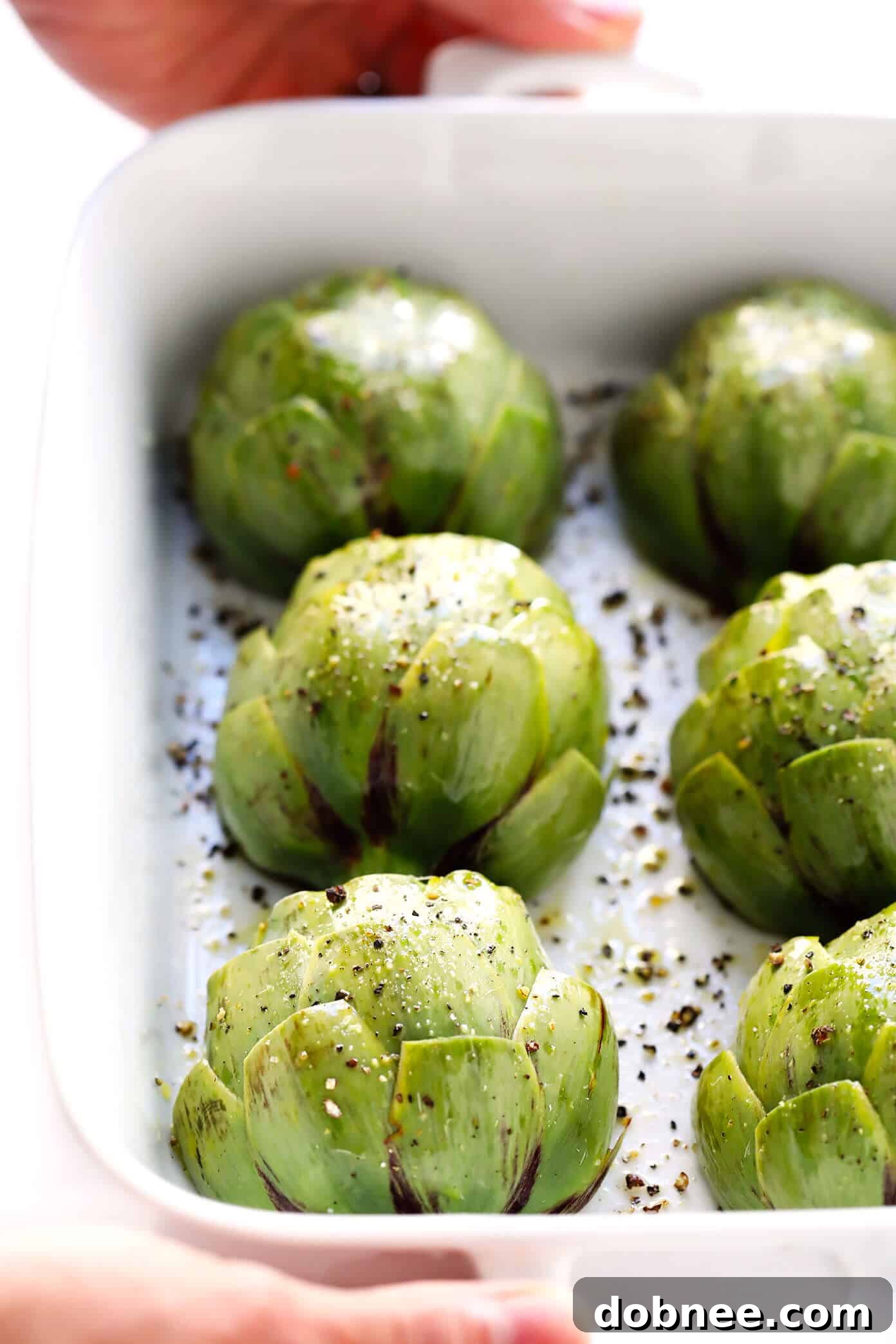 Perfectly Roasted Artichokes - Golden brown and tender