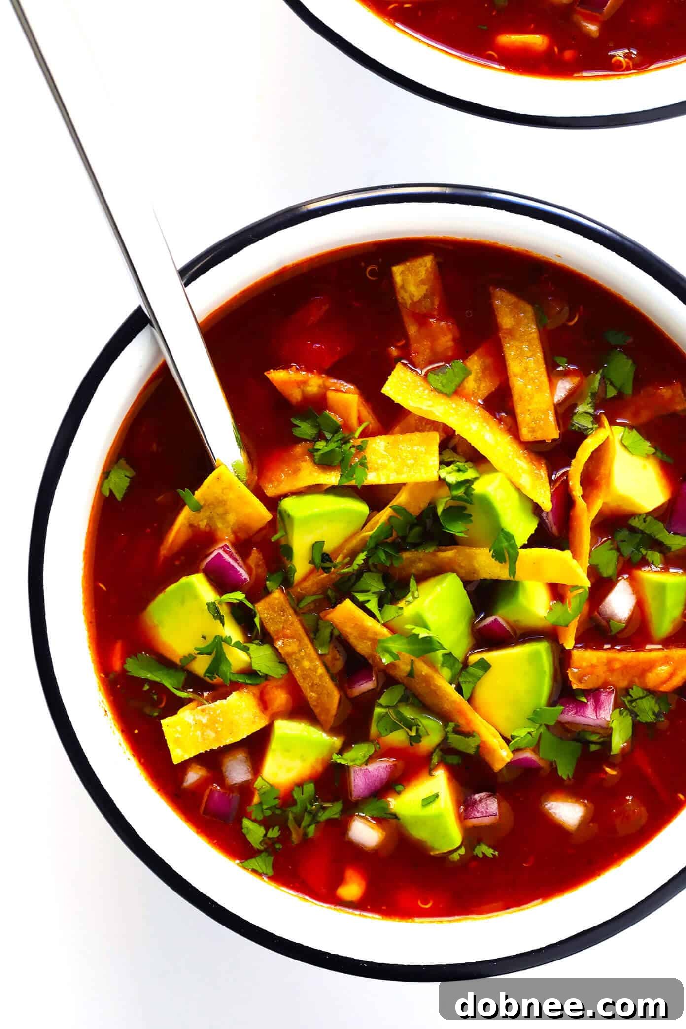 Vegetarian Quinoa Tortilla Soup - A delicious, healthy Mexican dinner recipe
