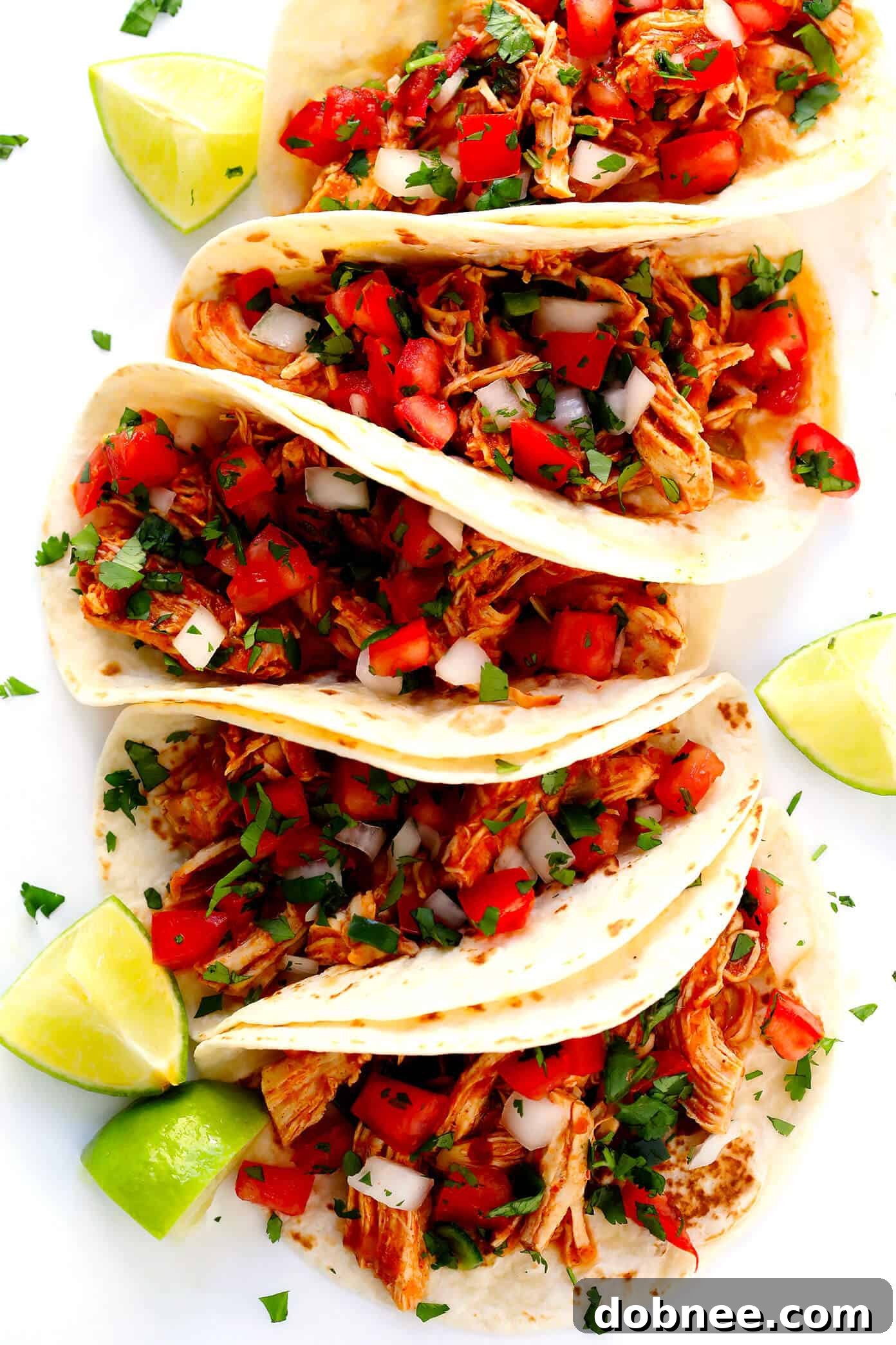 Mexican Shredded Chicken Tacos with Pico de Gallo