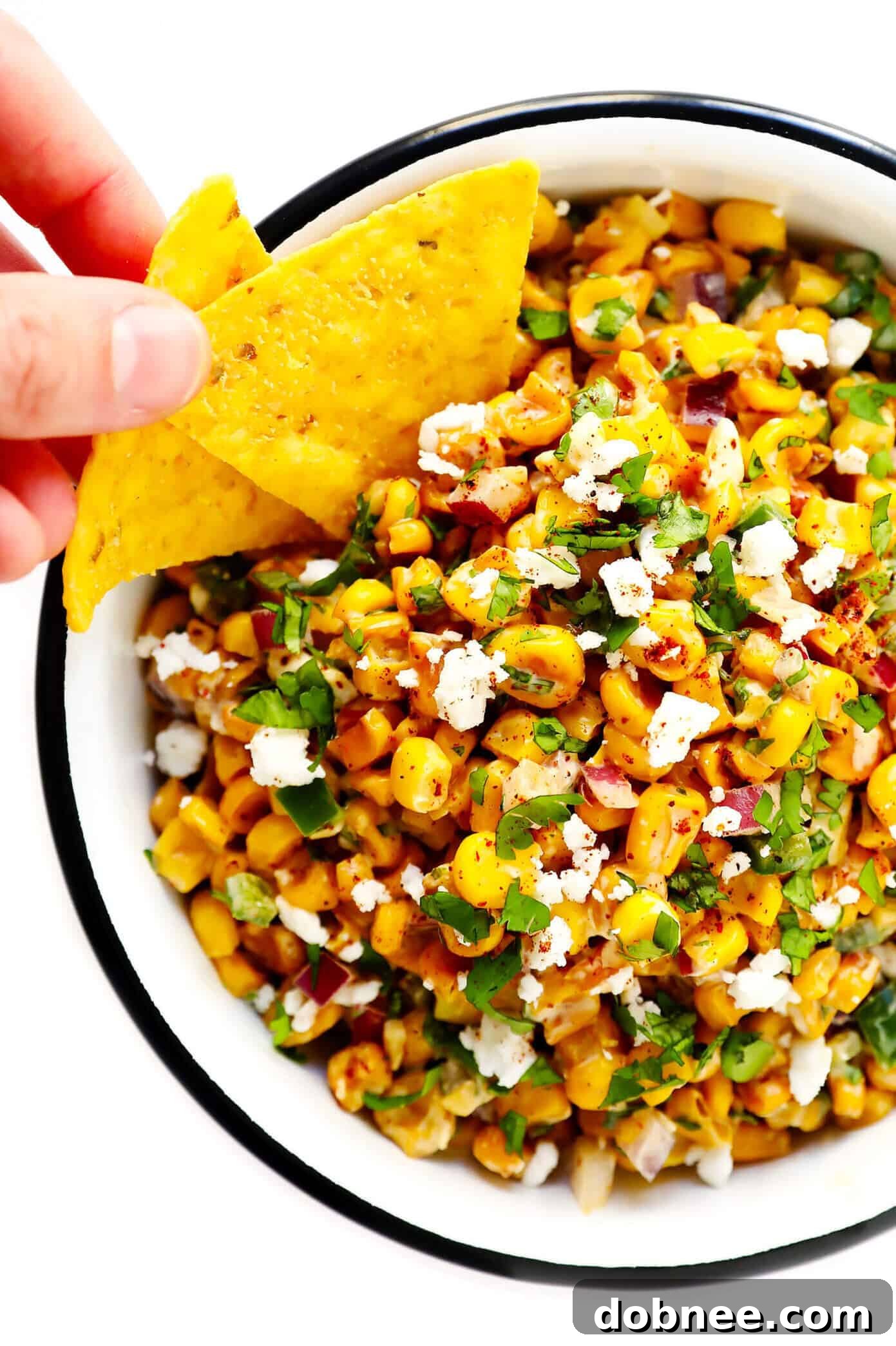 Delicious Mexican Street Corn Dip (Elote Dip) ready to be served