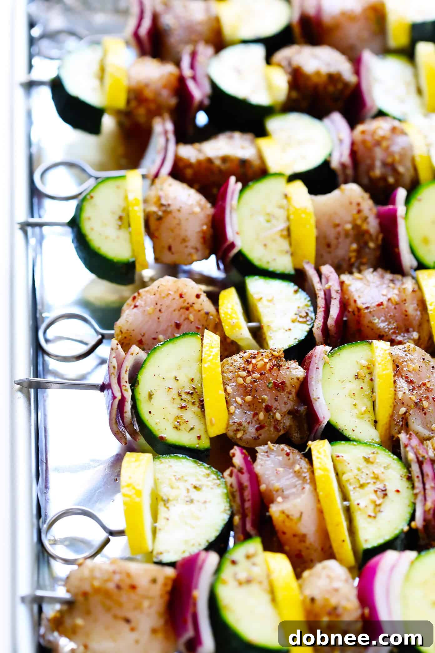 Lemony Za'atar Chicken and Vegetable Kabobs