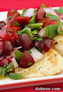 Grilled Tilapia with Cherry Salsa recipe card image