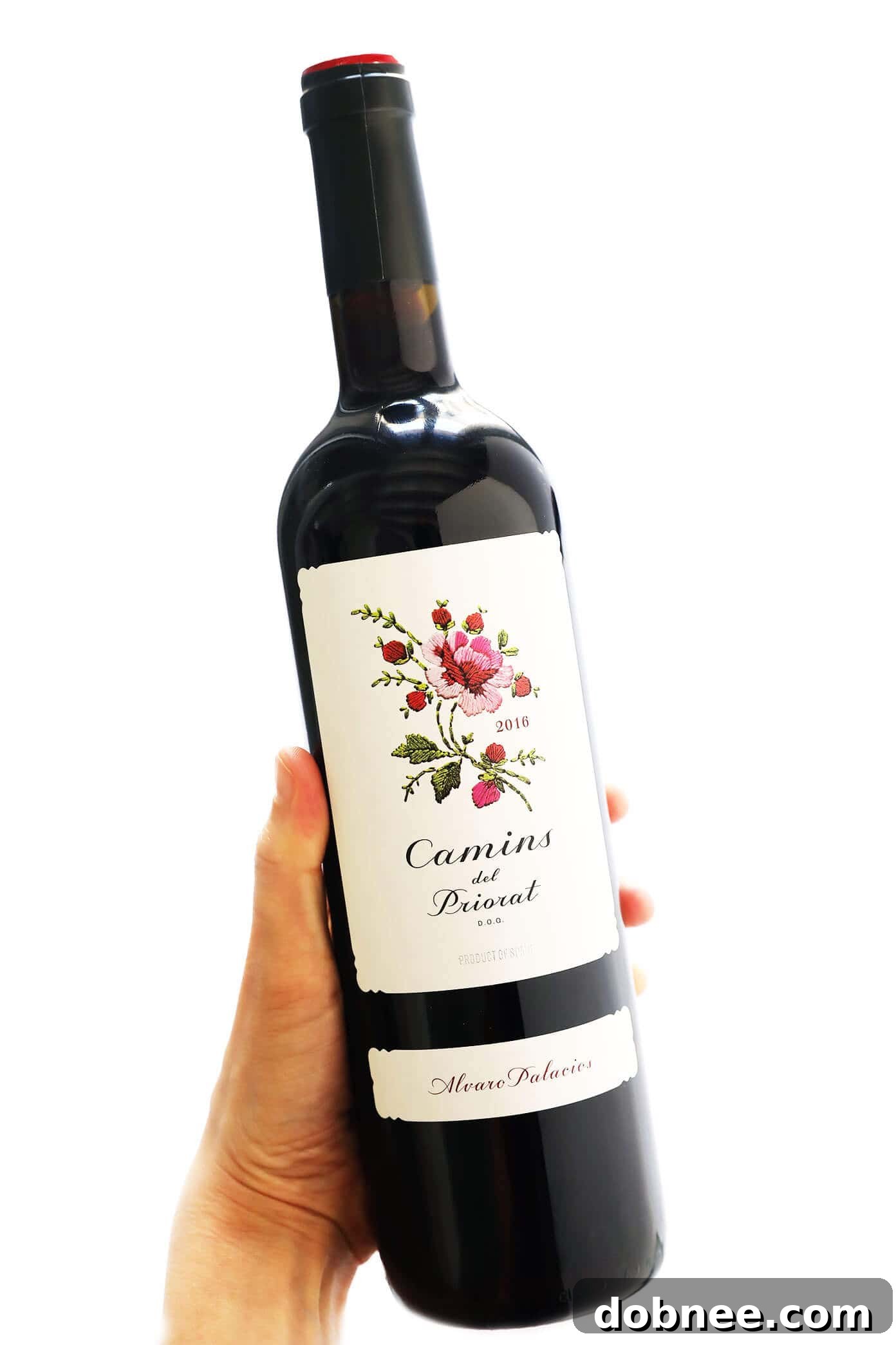 Spanish Priorat Wine bottle amidst vineyards