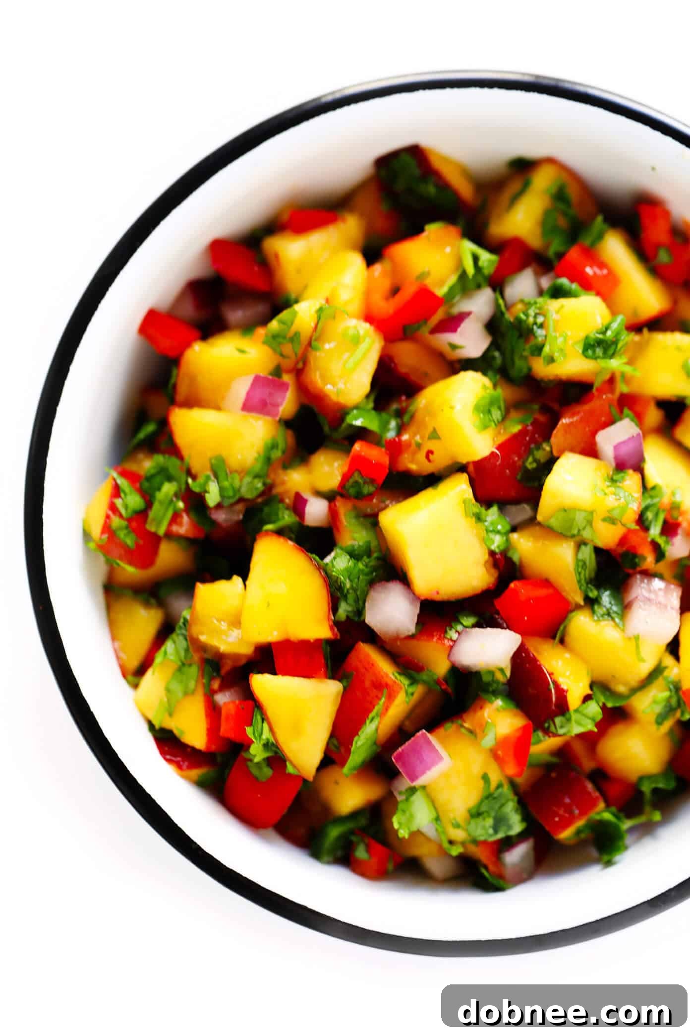 Fresh Peach Salsa Recipe - A colorful and zesty topping for chicken.