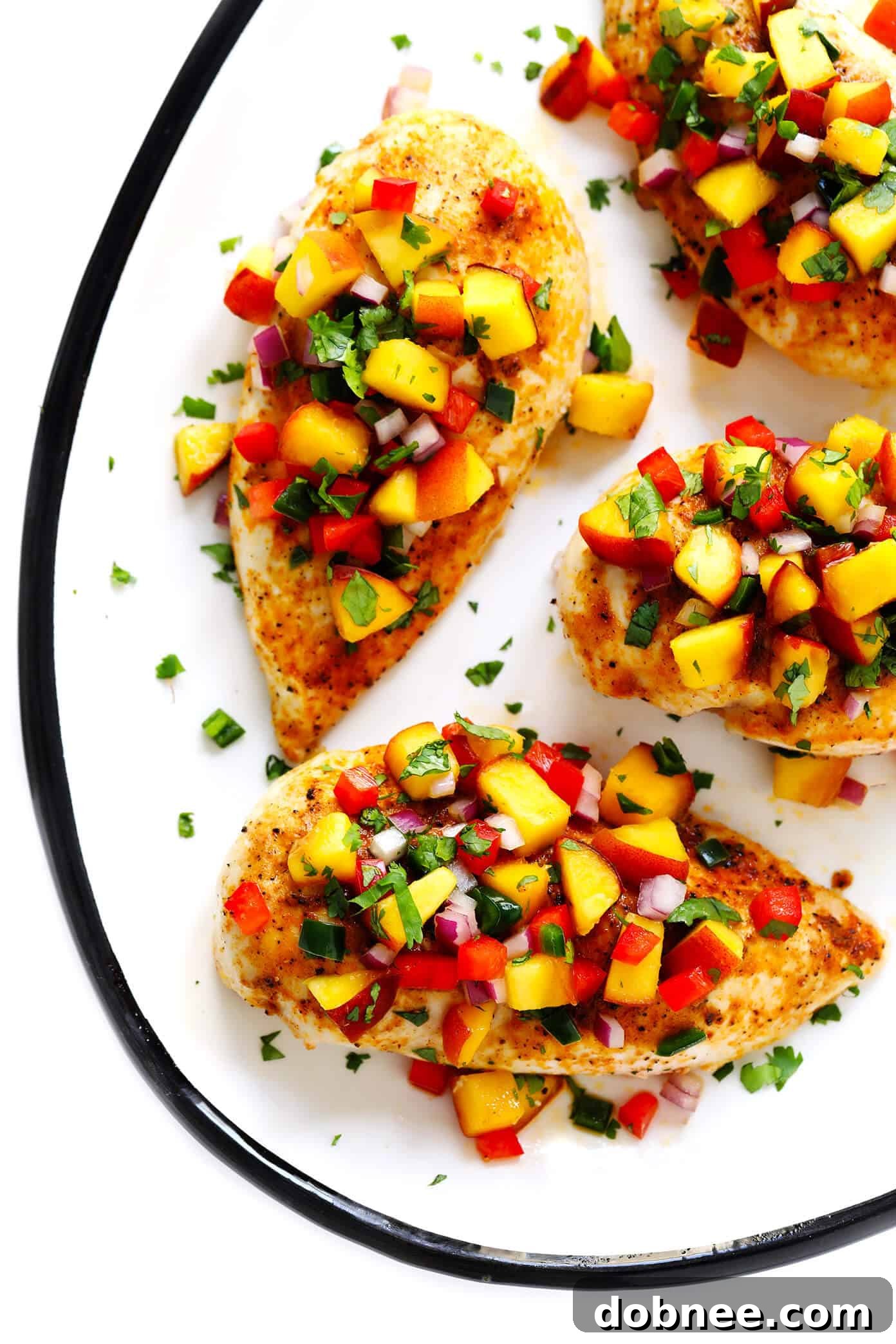 Baked Ginger Chicken Breasts with Confetti Peach Salsa - A delightful summer meal.