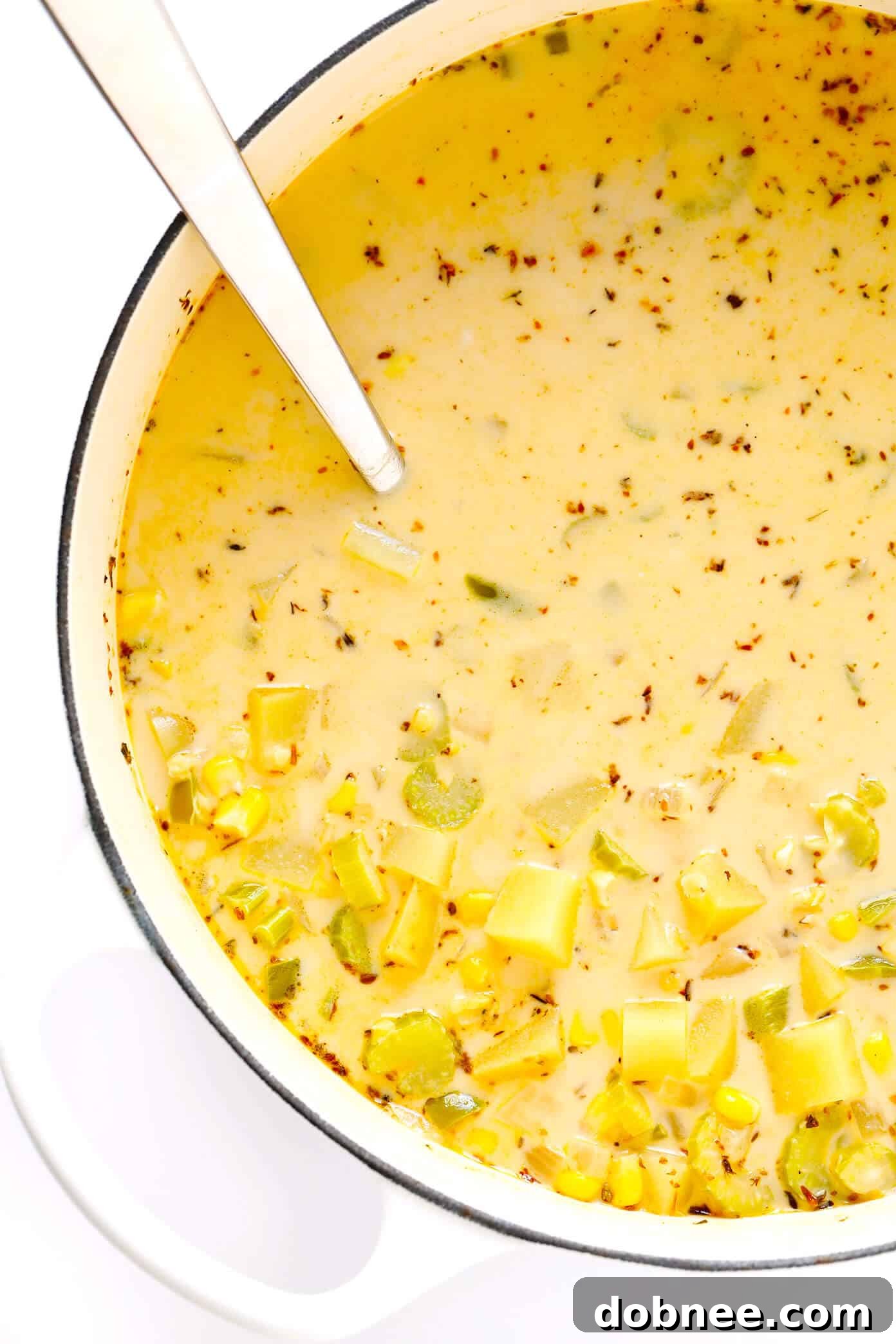 A wholesome and delicious Cajun Corn Chowder featuring protein-rich lentils. Cajun Corn Chowder Recipe (Vegan and Gluten-Free)