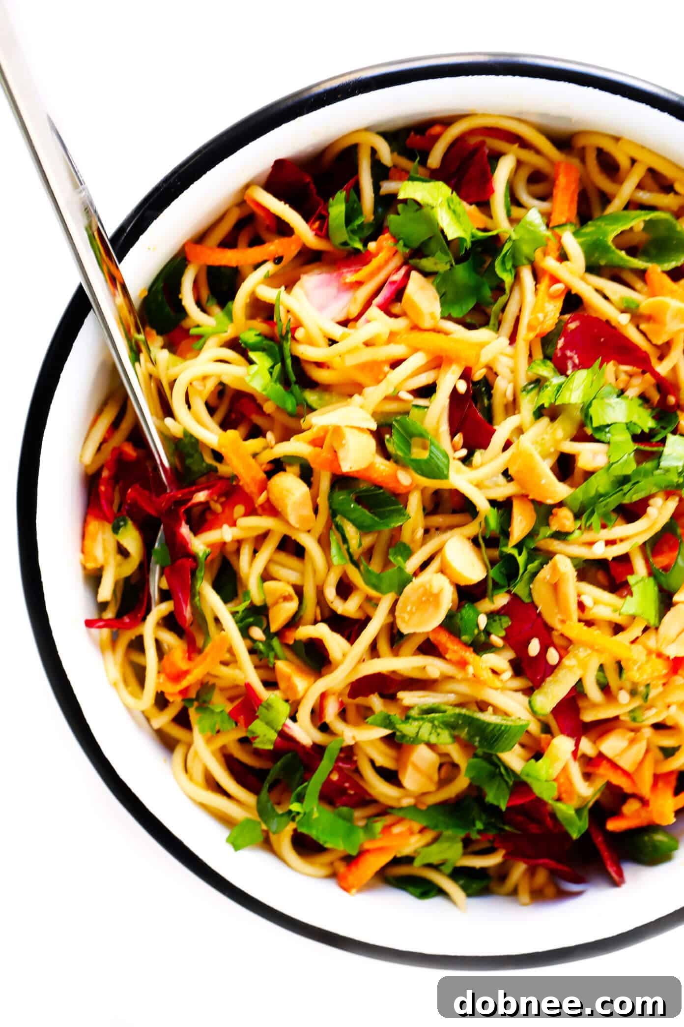 Delicious Cold Sesame Peanut Noodles served in a bowl, ready to eat