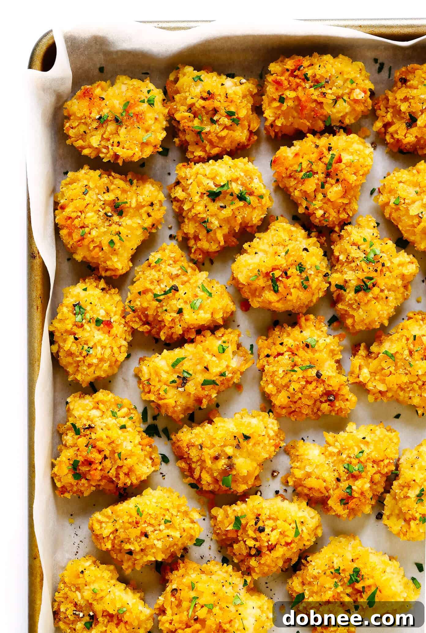 Delicious 3-Ingredient Ultra Crispy Baked Chicken Nuggets made with Kettle Brand Chips