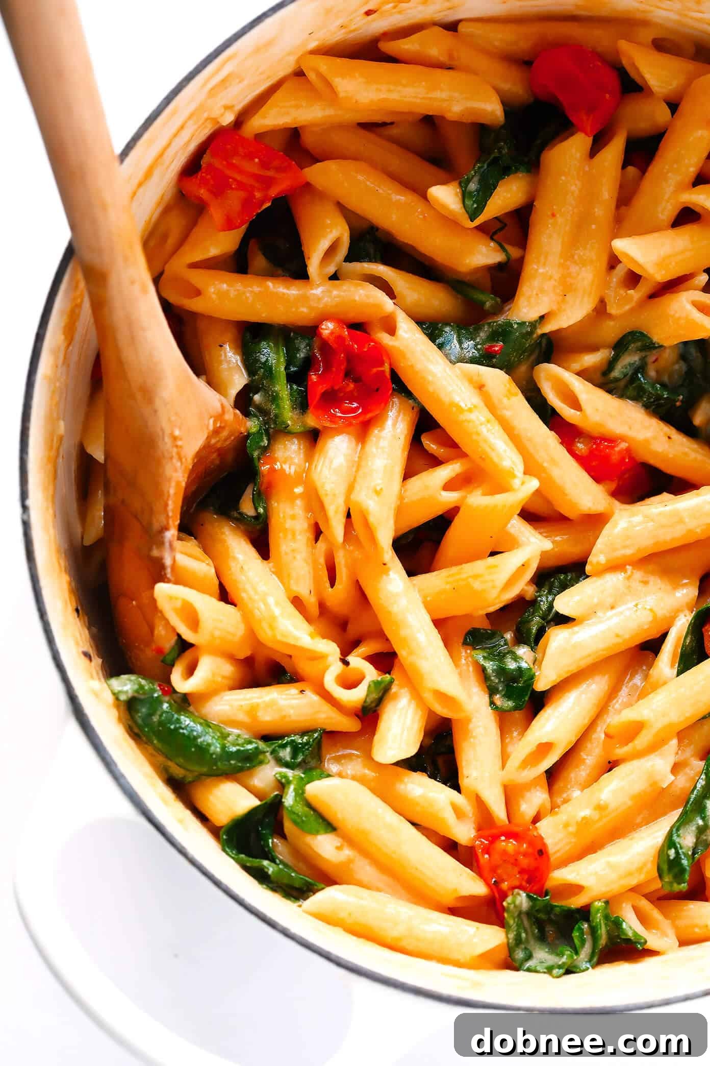 Creamy Rosé Pasta with Roasted Tomatoes Recipe | Vegetarian Pasta with Spinach and Garlicky Rosé Sauce