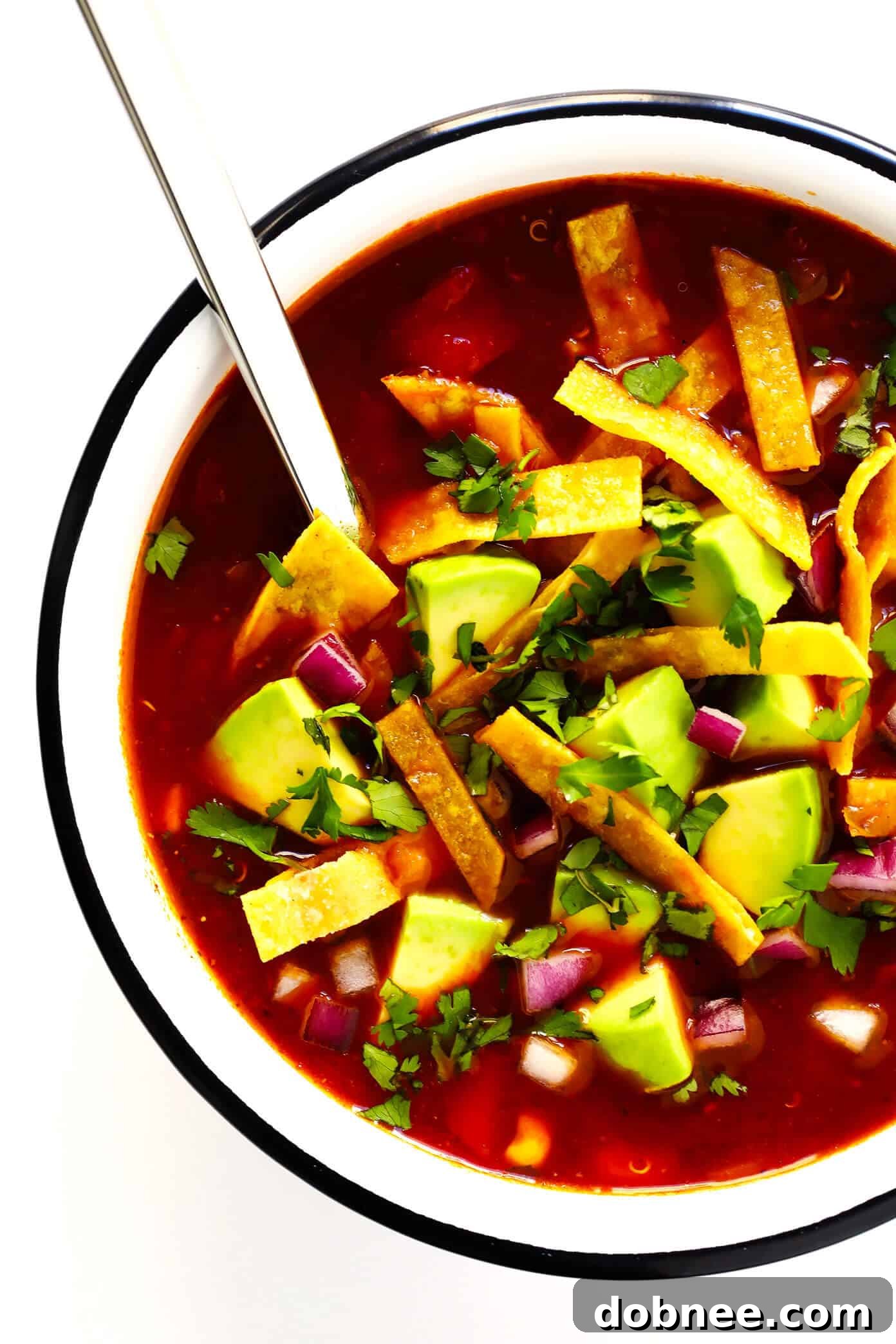 Vegetarian Quinoa Tortilla Soup Recipe with Avocado | Hearty, Vegan & Gluten-Free Mexican Soup