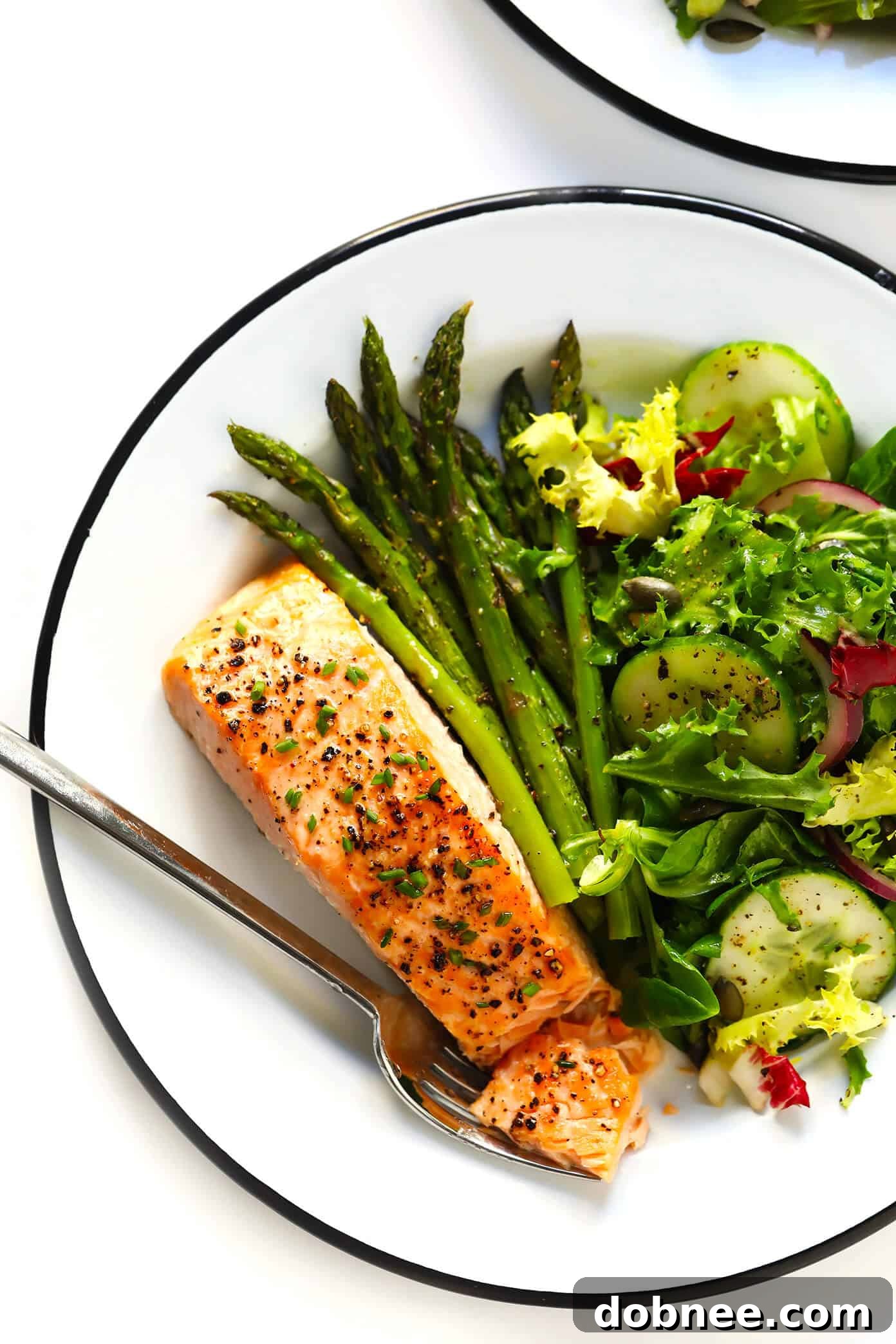 Baked Salmon Recipe with Roasted Asparagus and Everyday Salad