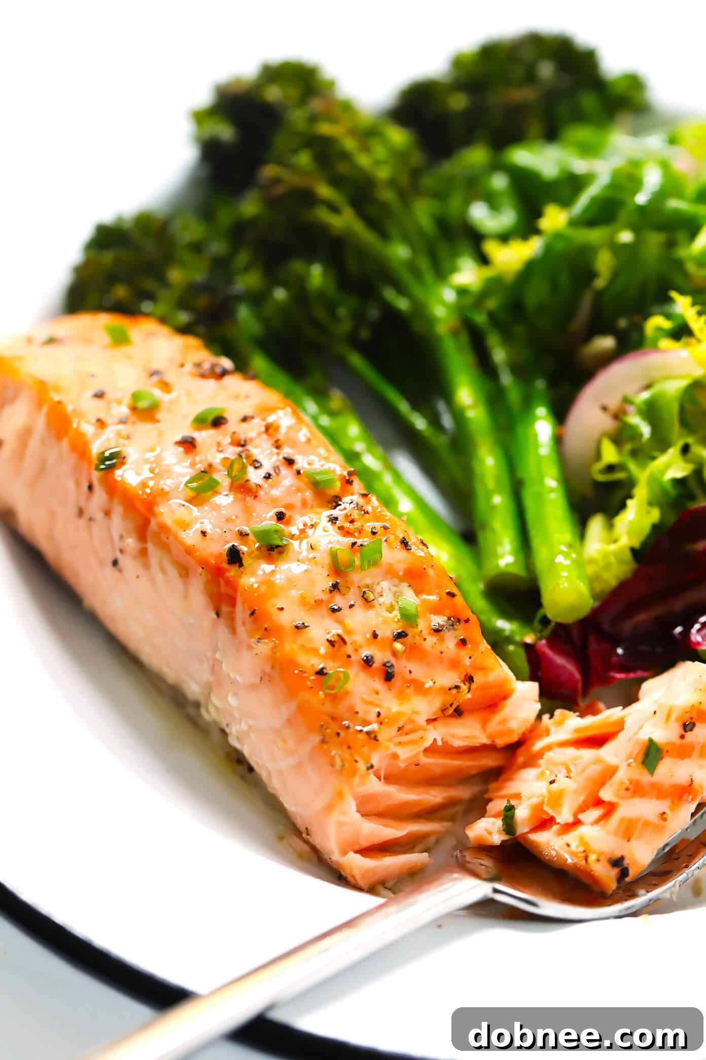 Oven Baked Salmon Recipe with Roasted Broccoli and Everyday Salad