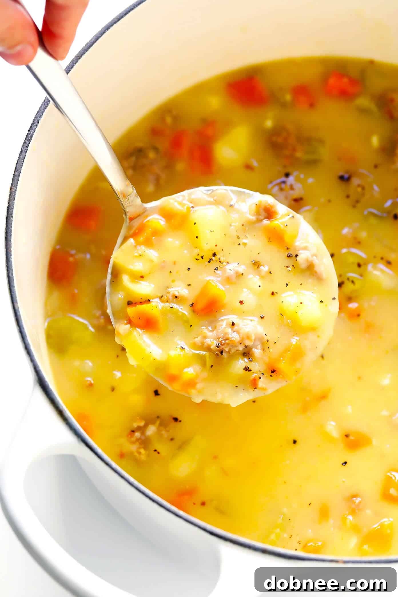 Lightened-Up Turkey Cheeseburger Soup Recipe - Instant Pot, Crock-Pot, Stovetop