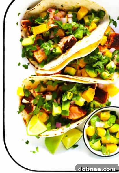 Super-Simple Salmon Tacos with Juicy Orange Avocado Salsa