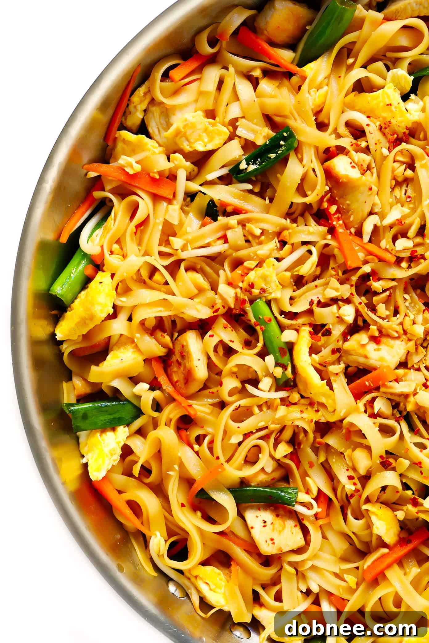 Plated Easy Pad Thai Recipe with colorful ingredients