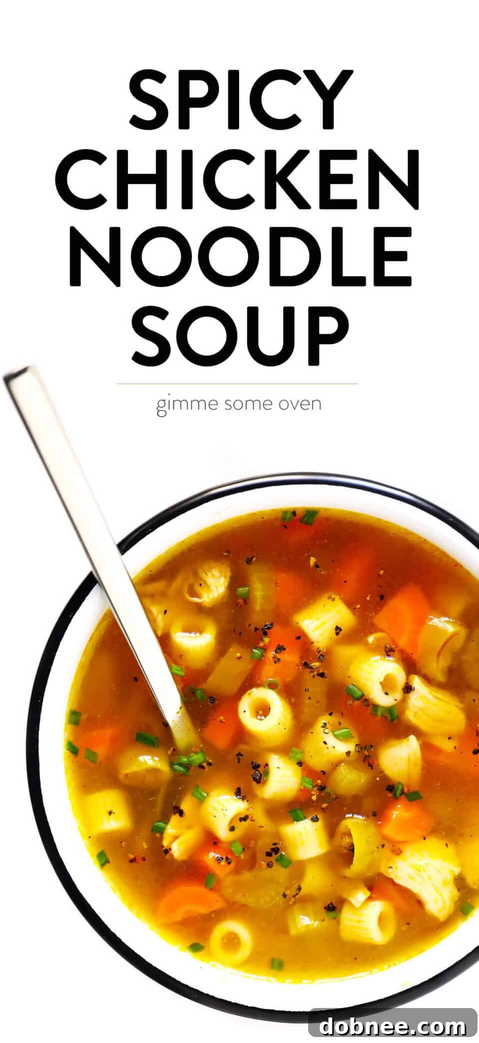 Hearty bowl of Pepperoncini Chicken Noodle Soup ready to eat