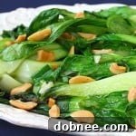 Close-up of Baby Bok Choy with Cashews, garnished and ready to serve.