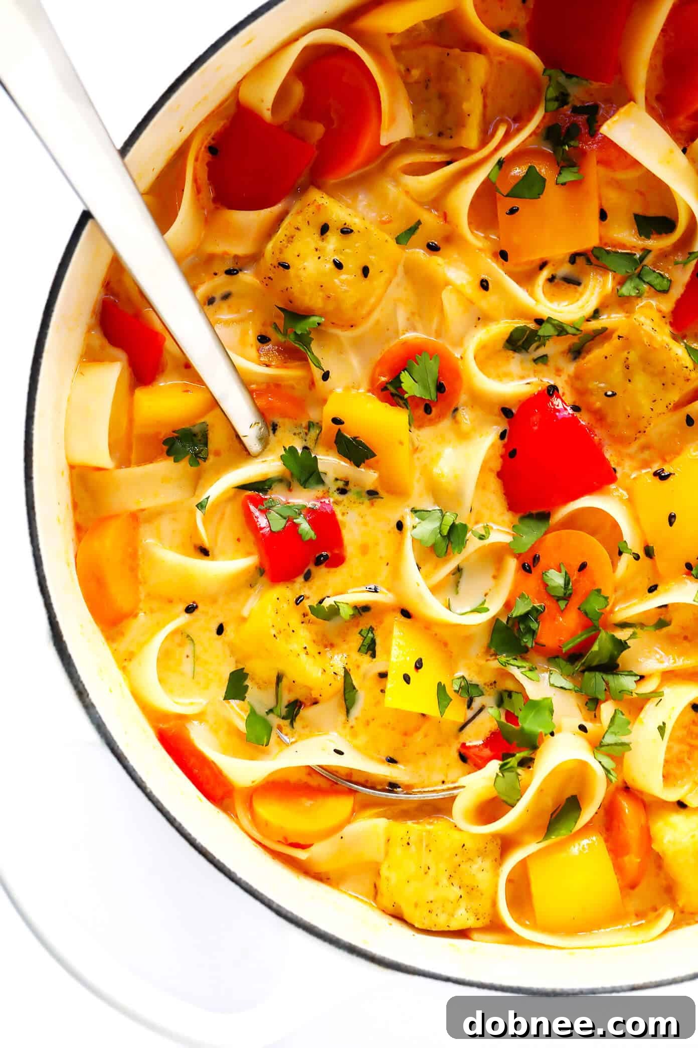 Delicious and Easy Thai Red Curry Soup with fresh ingredients