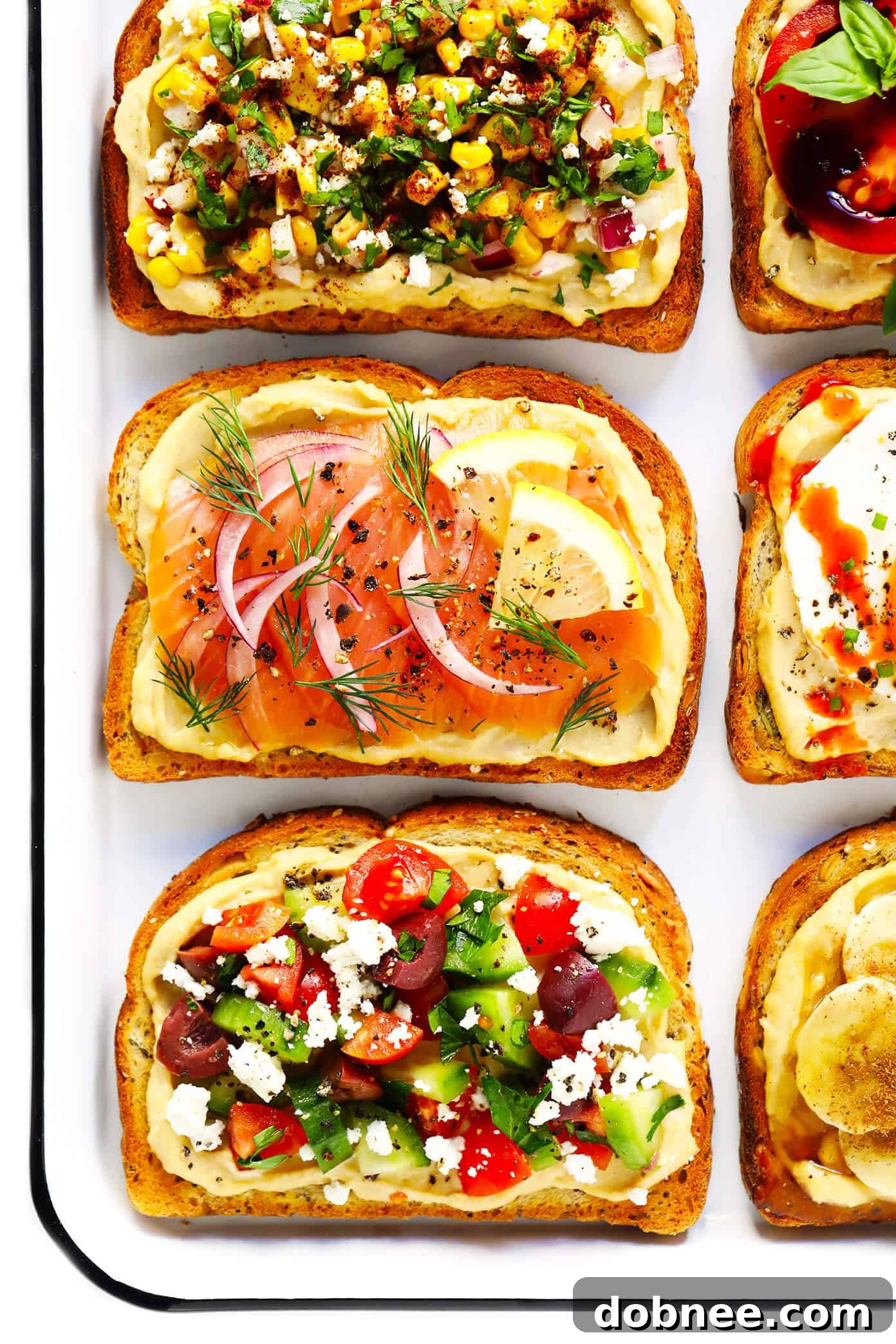 Assortment of Hummus Toasts