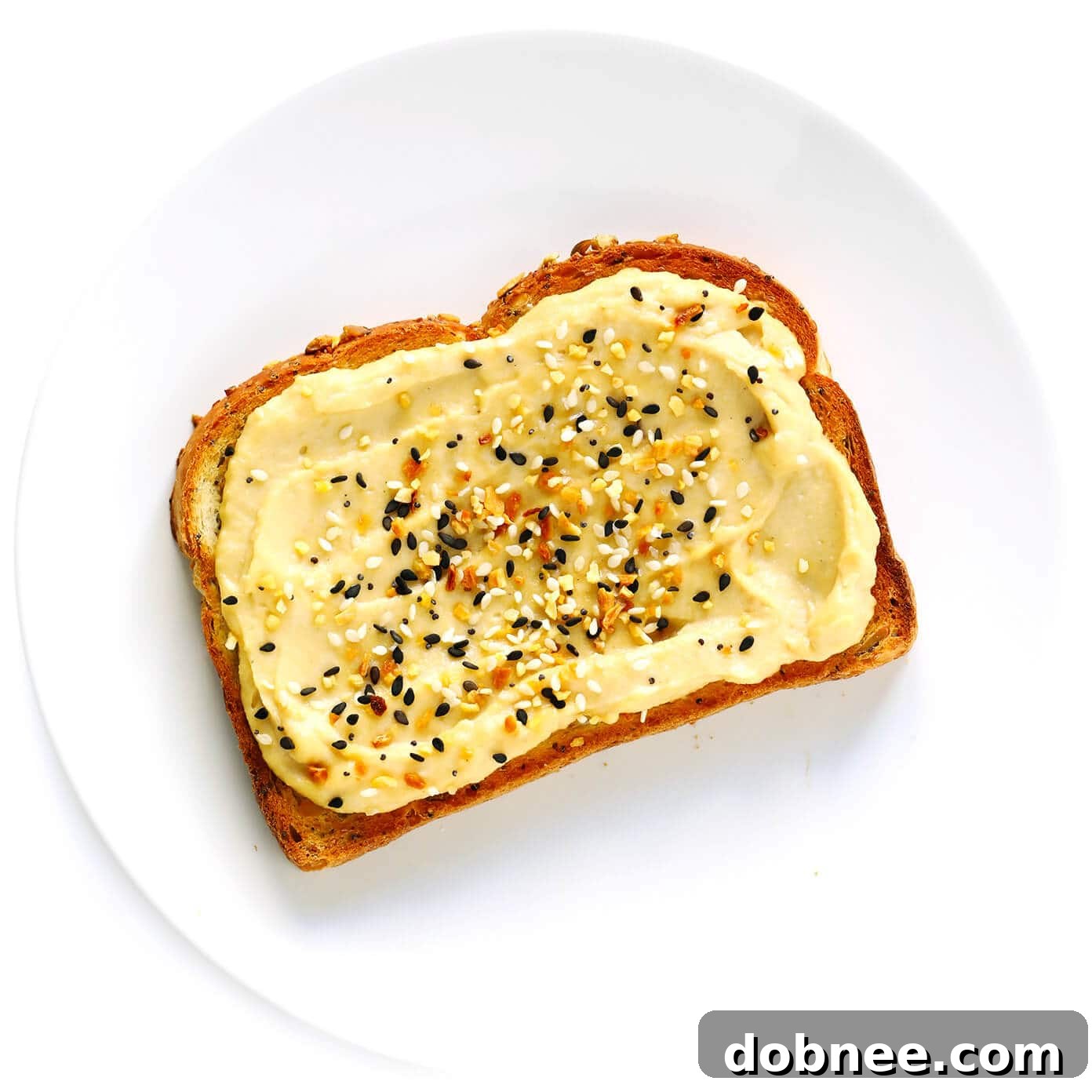 Hummus Toast with "Everything" Bagel Seasoning