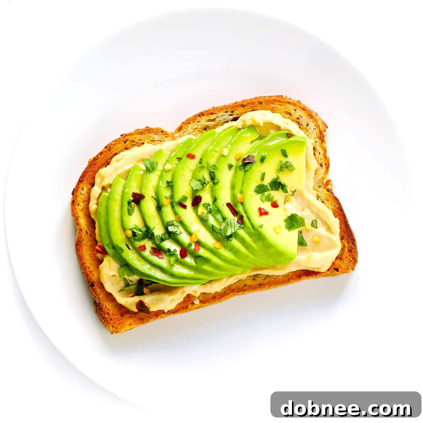 Avocado Hummus Toast with Chili Flakes