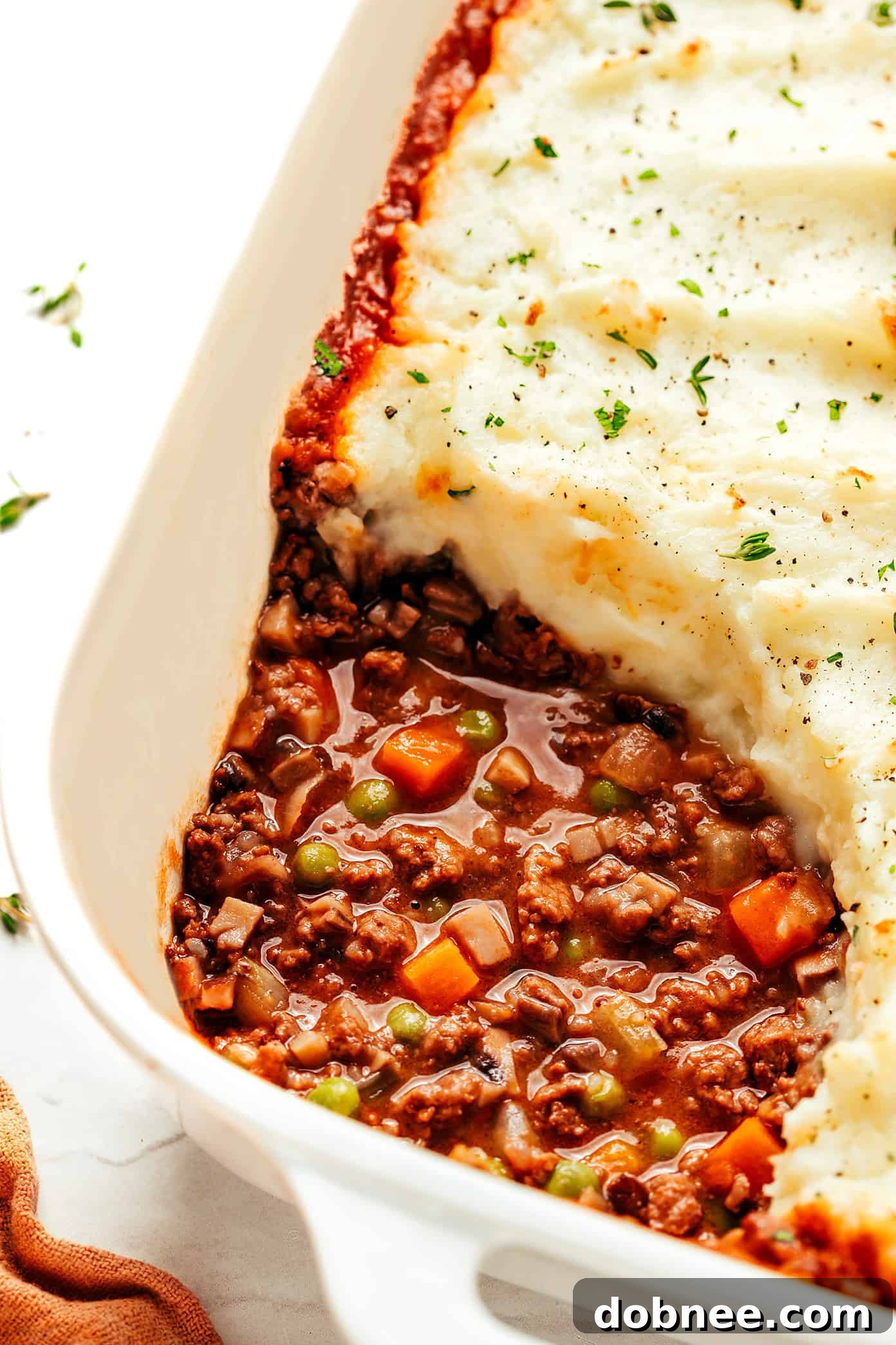 Delicious Shepherd's Pie with golden mashed potato topping