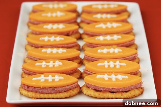 Football-themed crackers and snacks for game day