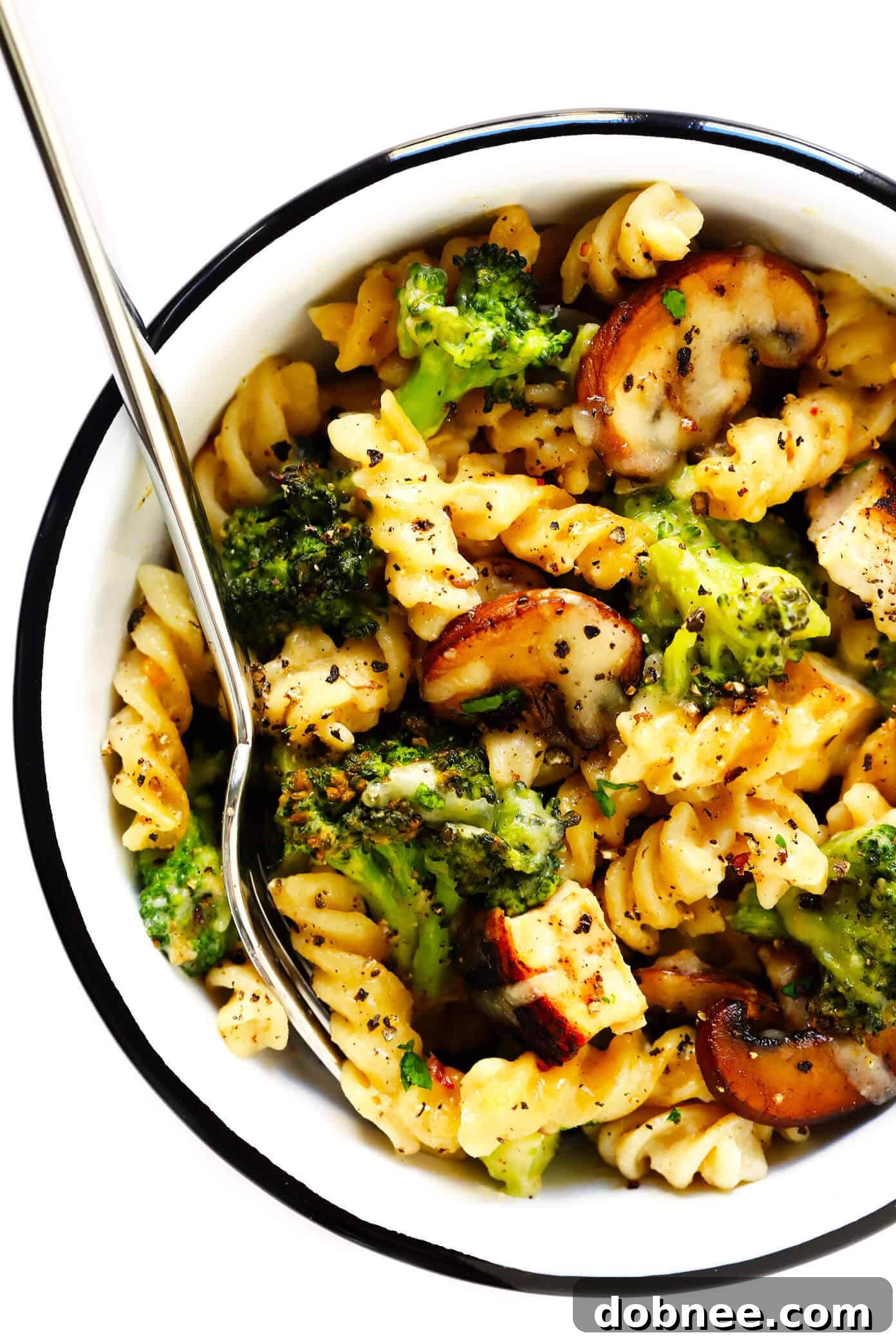 Broccoli Cheddar Chicken Casserole Recipe (Pasta Bake) close up